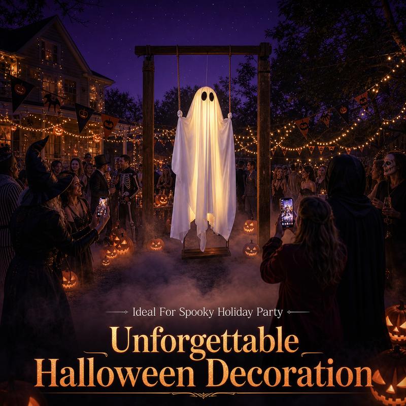 Light Up Hanging Ghost on a Swing Halloween Decoration