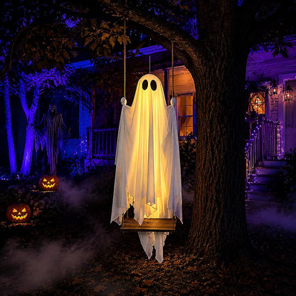 Light Up Hanging Ghost on a Swing Halloween Decoration